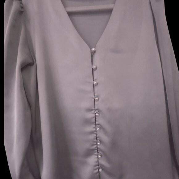 Ann Taylor Pearl Button Blouse - Size LP - Picture 2 of 6